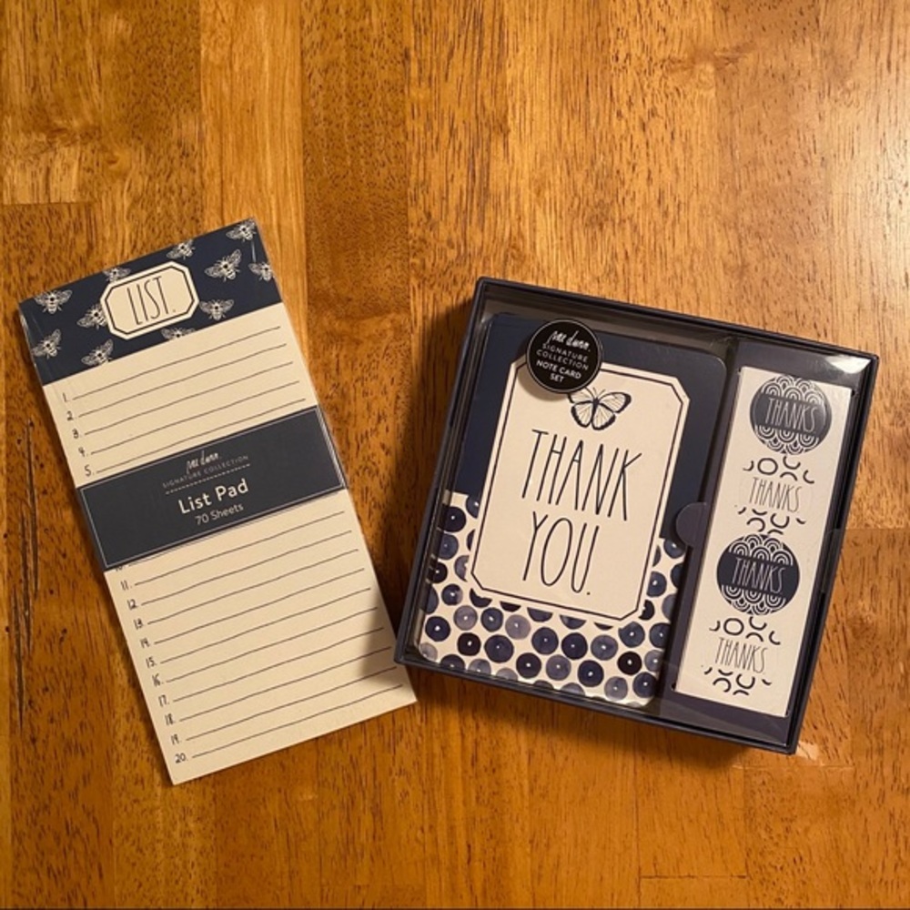 Rae Dunn Butterfly THANK YOU Note Card Set & Bees List Pad BRAND NEW!!